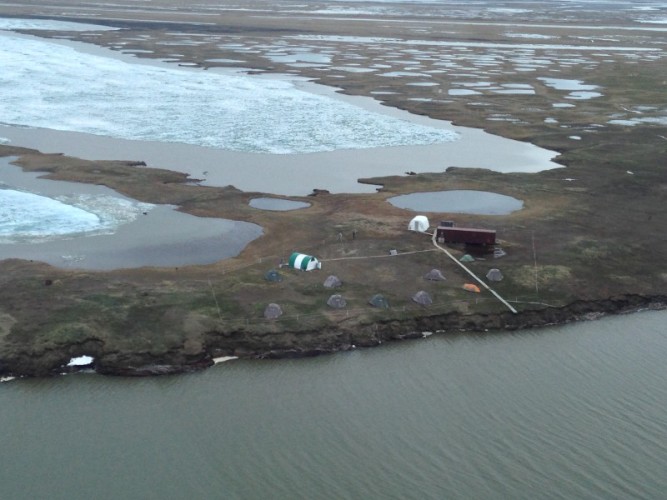 The USGS Colville River Delta Research Station from the air